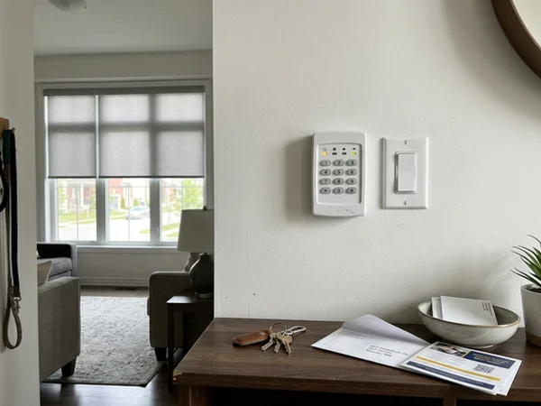 Wall keypad controlling main-floor shades in a Kanata North home