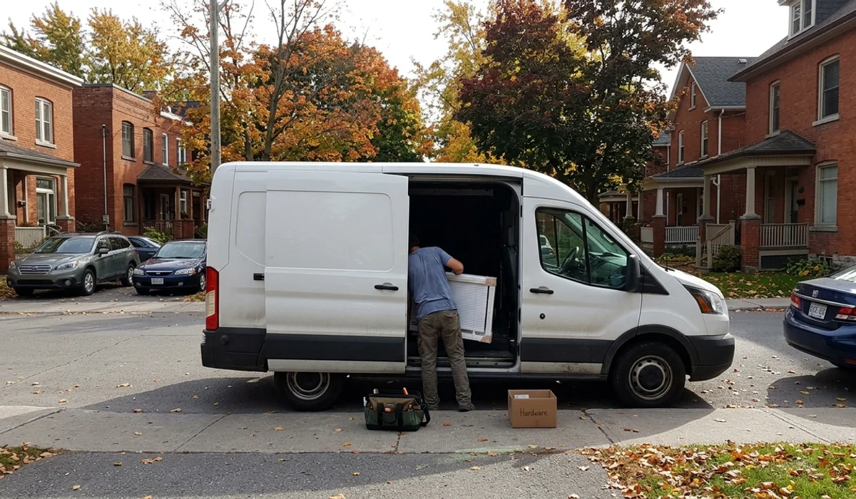 Unbranded install van parked on a quiet Ottawa residential street